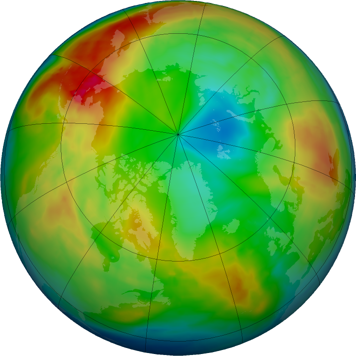 Arctic ozone map for 24 January 2016